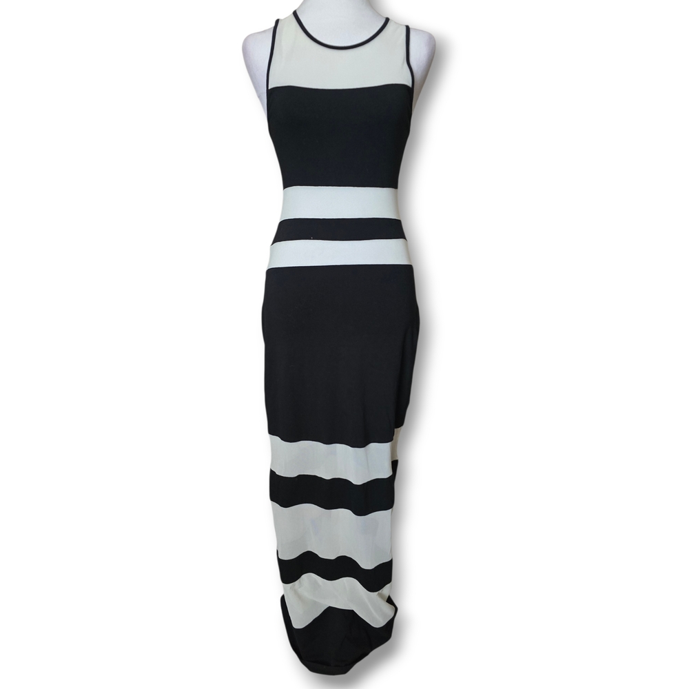Material Girl Sheer Panel Striped Maxi Dress - Size Medium